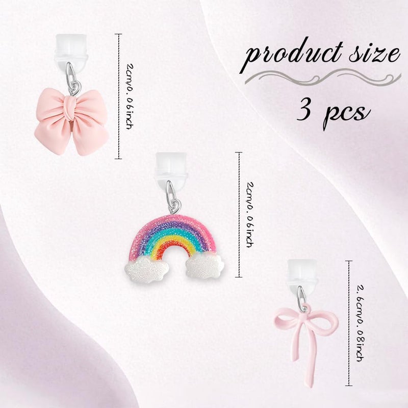 QPIXVB 3PCS Dust Plug Charm Type C,Kindle Dust Plug Charm,Pink Kindle Charms Compatible with Type C/USB C Charging Port,Phone Charms for Readers Book Lover,Accessories for E-Reader Women - Image 2